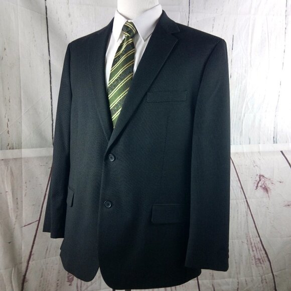 Izod 46R 2 Button Black Pinstripe Suit Blazer Jacket - Picture 5 of 10